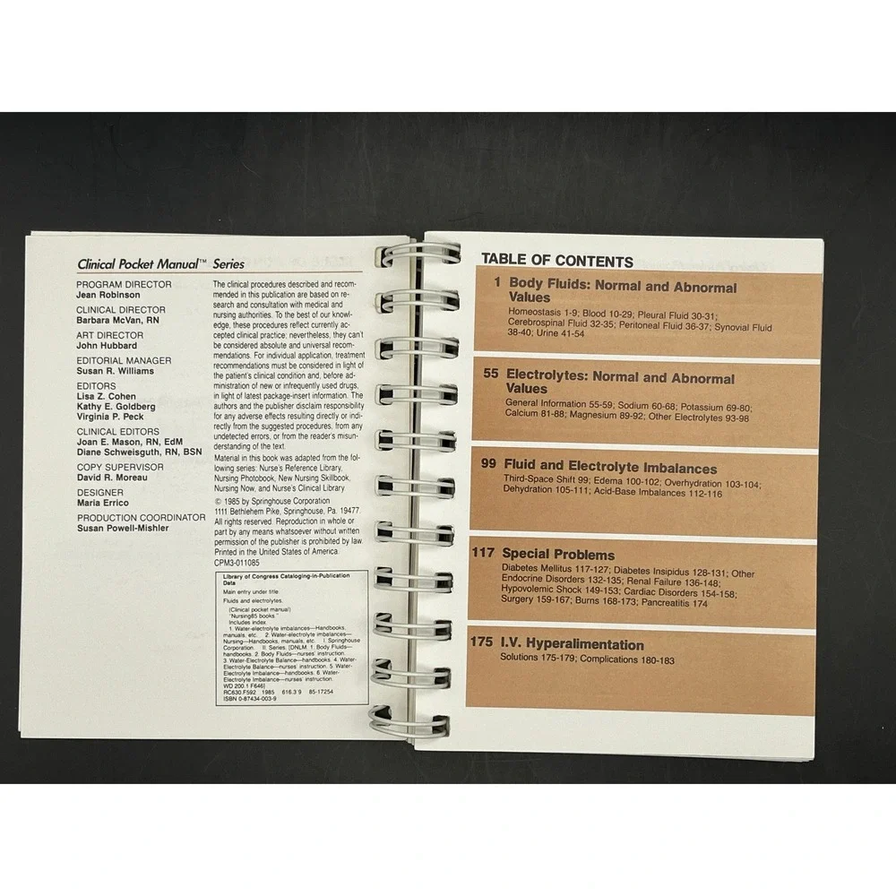 Clinical Pocket Manual‎ Fluids and Electrolytes Spiral Bound Medical Reference